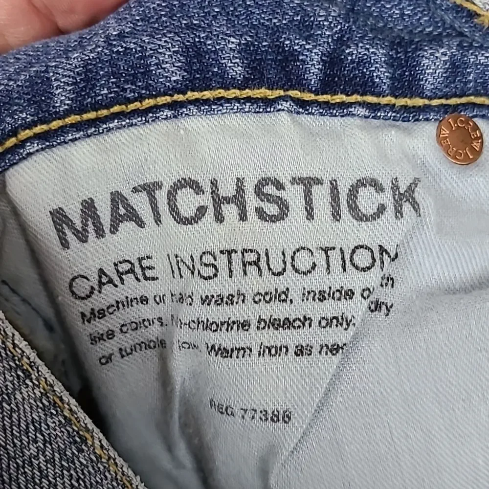 J.Crew Matchstick Jeans 25 Cloud Nine Wash Distressed Straight Leg Denim Y2K